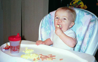 Alex eats scrambled eggs