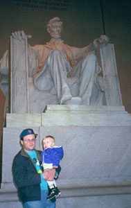 Alexander and his father at the Lincoln Memorial