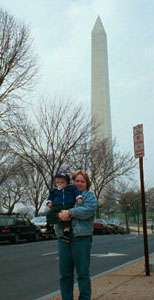 Alexander and his mother at the Washington Monument